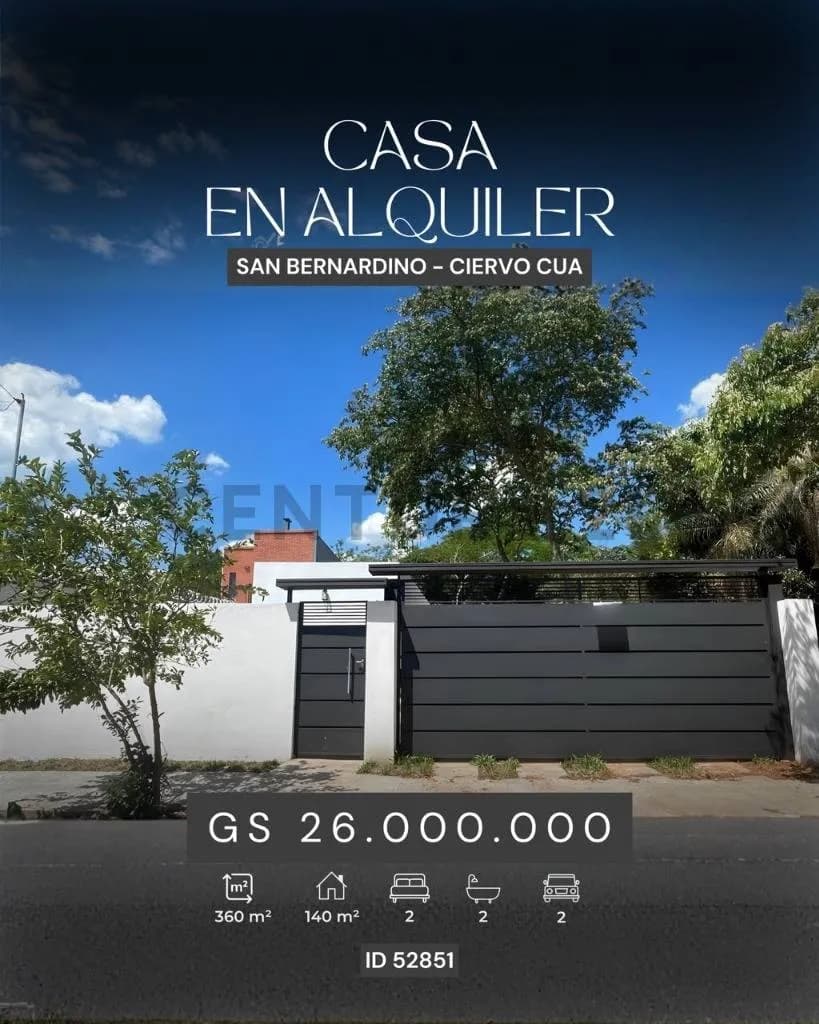 Casa de 2 dormitorios en Alquiler en Cristobal Colon, San Bernardino