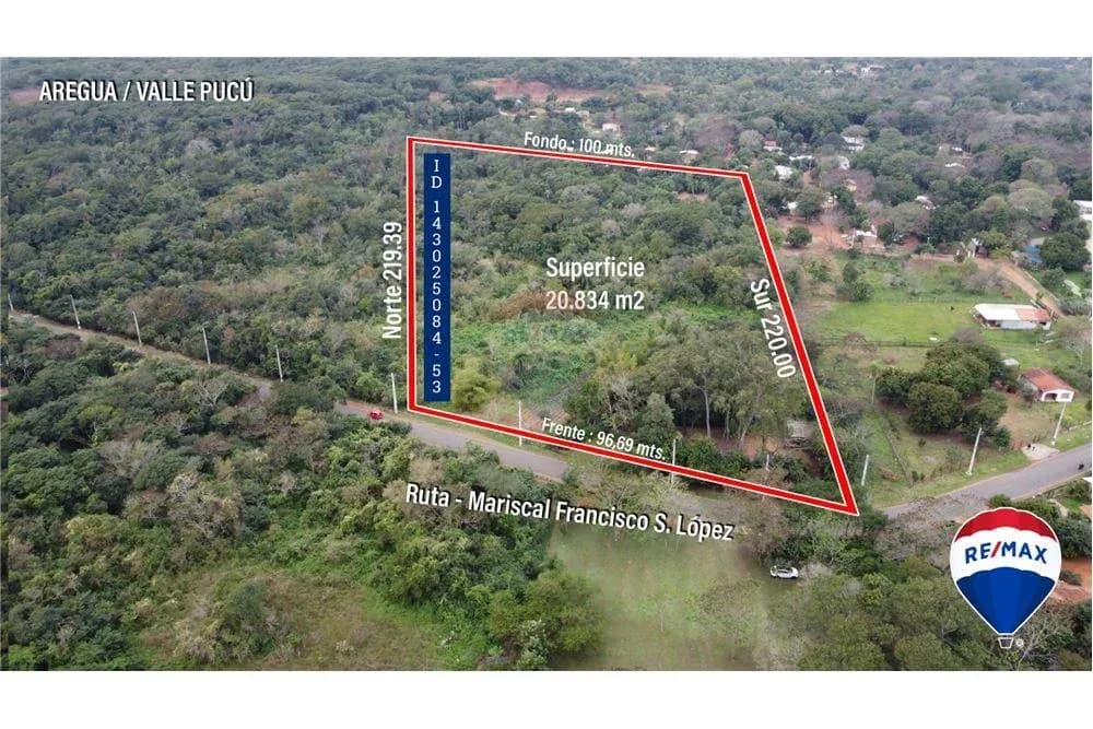 Terreno de 20,837m² en Venta en Valle Pucú, Areguá