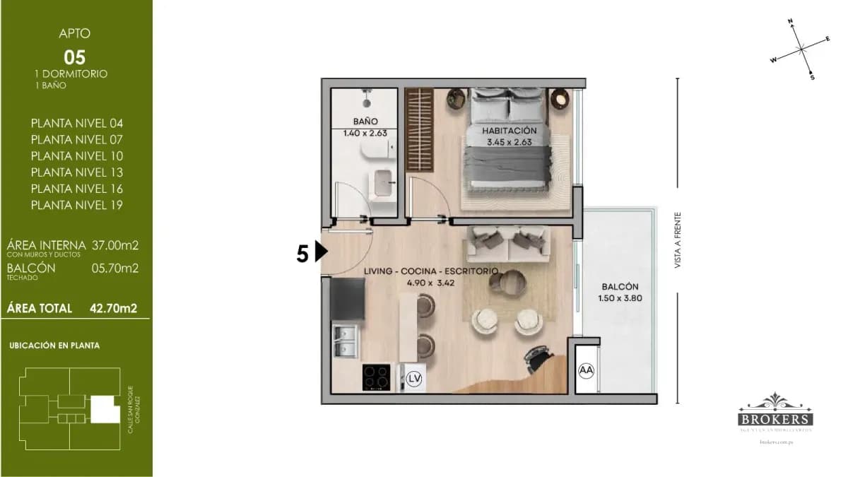 1-Bedroom Apartment for Sale in Recoleta, Asunción