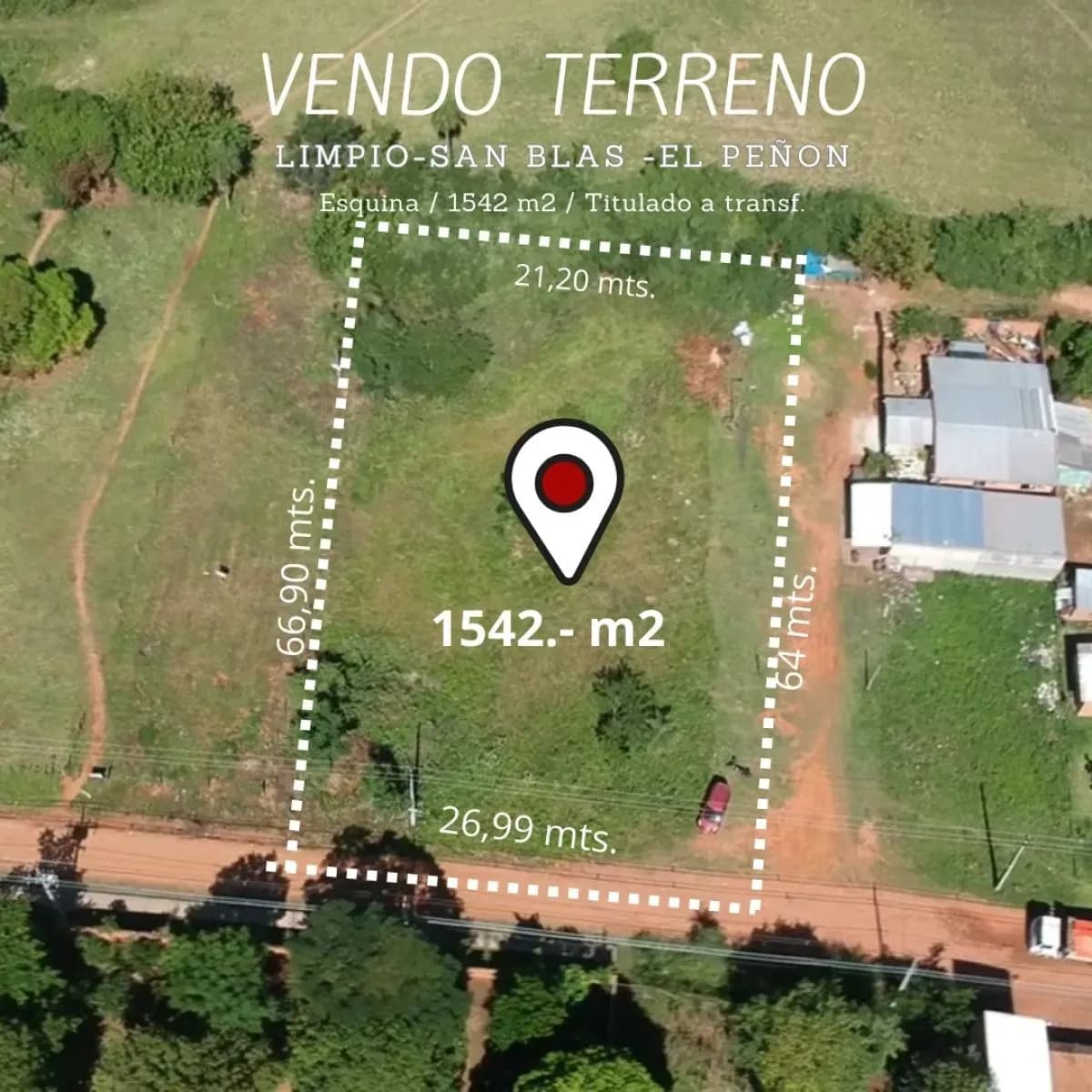Terreno de 1,542m² en Venta en Limpio