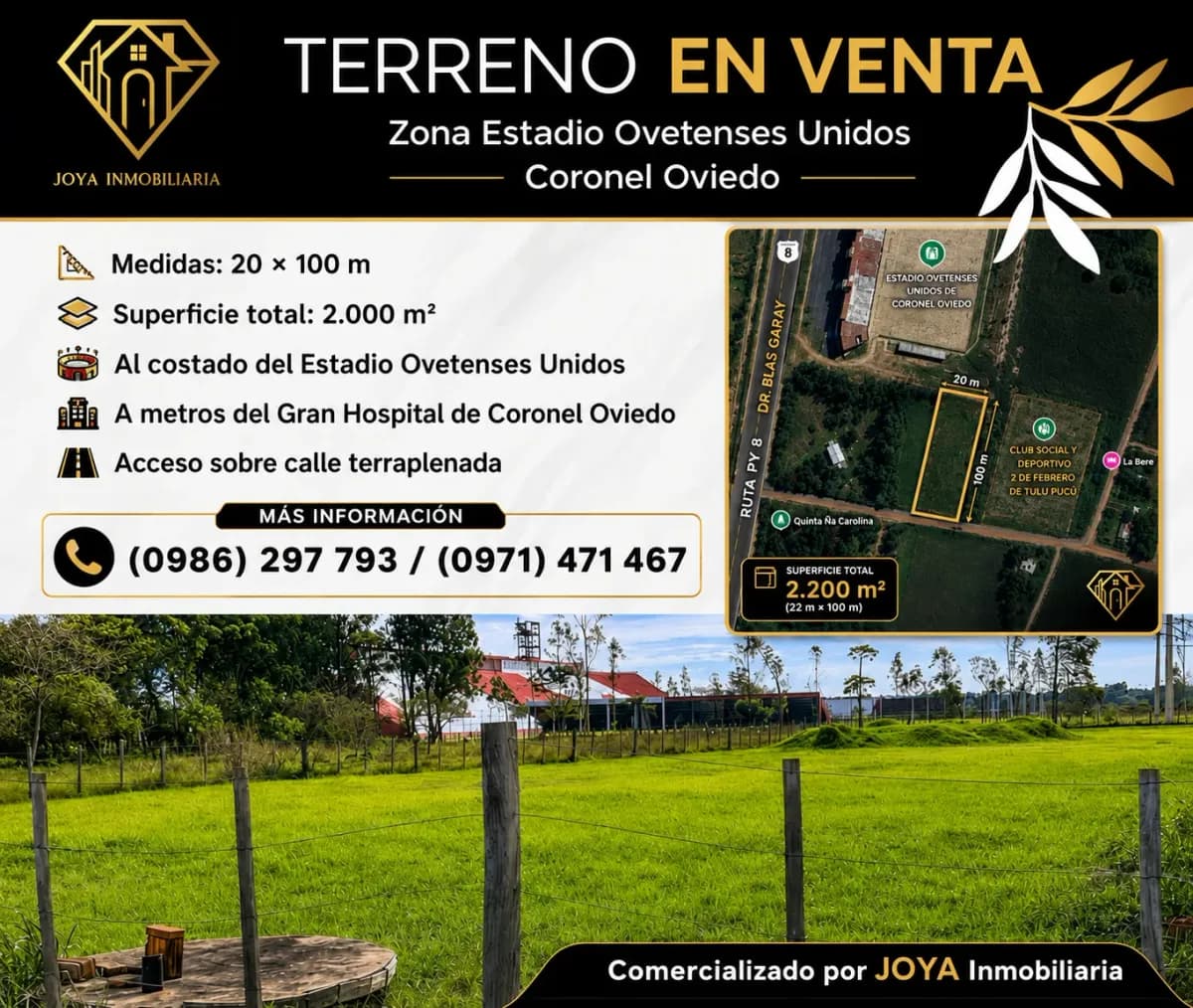 Terreno de 2200m² en Venta en Aguape Ty