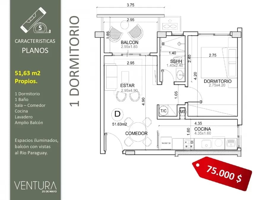 Departamento de 1 dormitorio en Venta en Mburucuyá, Asunción - Image 9